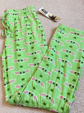🆕 Star Wars Grogu Baby Yoda Mandalorian Unisex Lounge Pajama Pants - Small *flaw